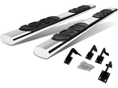 Step Nerf Bar; 6-Inch Oval; Straight; Silver (11-16 F-250 Super Duty SuperCrew)