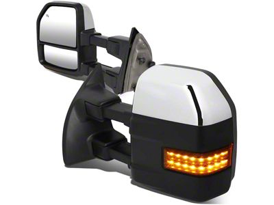 Towing Mirror; Powered; Heated; Amber Signal; Chrome; Pair (11-16 F-250 Super Duty)