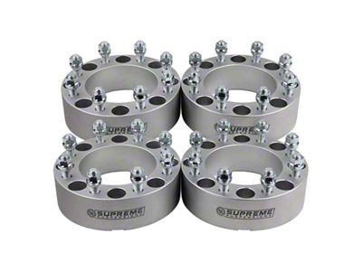 Supreme Suspensions 1.25-Inch PRO Billet 8 x 165.1mm to 8 x 180mm Wheel Adapters; Silver; Set of Four (07-10 Sierra 2500 HD)