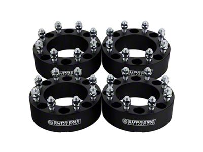 Supreme Suspensions 1.50-Inch PRO Billet 8 x 165.1mm to 8 x 180mm Wheel Adapters; Black; Set of Four (07-10 Sierra 3500 HD)