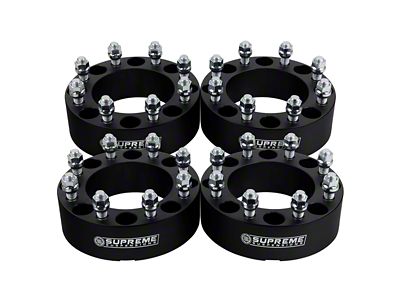 Supreme Suspensions 1.50-Inch PRO Billet 8 x 165.1mm to 8 x 170mm Wheel Adapters; Black; Set of Four (07-10 Sierra 3500 HD)