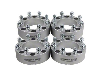 Supreme Suspensions 2-Inch PRO Billet 8 x 165.1mm to 8 x 180mm Wheel Adapters; Silver; Set of Four (07-10 Sierra 3500 HD SRW)