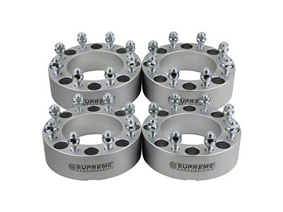 Supreme Suspensions 2-Inch PRO Billet 8 x 165.1mm to 8 x 180mm Wheel Adapters; Silver; Set of Four (07-10 Sierra 3500 HD)
