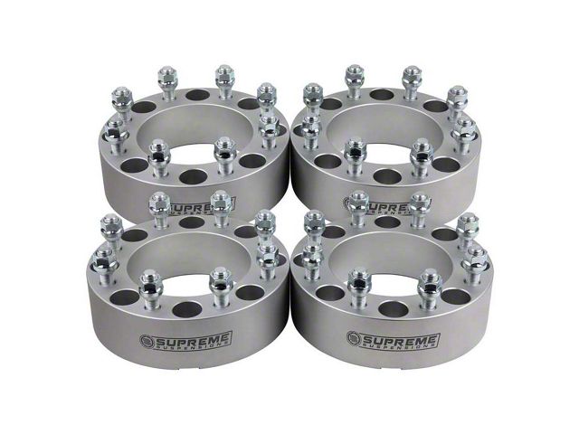 Supreme Suspensions 1.25-Inch PRO Billet 8 x 165.1mm to 8 x 180mm Wheel Adapters; Silver; Set of Four (07-10 Silverado 2500 HD)