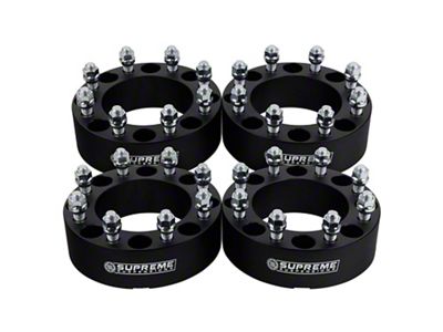 Supreme Suspensions 1.50-Inch PRO Billet 8 x 165.1mm to 8 x 170mm Wheel Adapters; Black; Set of Four (07-10 Silverado 3500 HD)