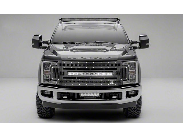 T-REX Grilles Laser Torch Series Upper Replacement Grille with 30-Inch LED Light Bar; Black (17-19 F-350 Super Duty)