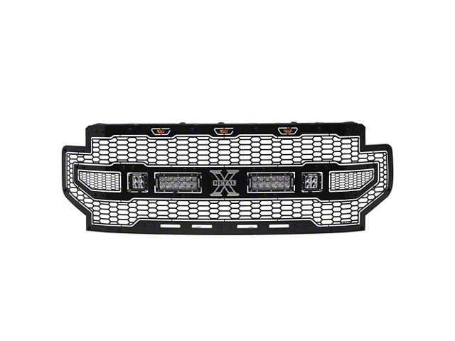 T-REX Grilles Laser Torch Series Upper Replacement Grille with LED Lights; Black (20-22 F-350 Super Duty)