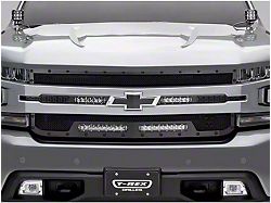 T-REX Grilles Stealth Torch Series Upper Replacement Grille with 6 and 10-Inch LED Light Bars; Black (19-21 Silverado 1500 LT, LT Trail Boss, LTZ, RST; 2022 Silverado 1500 LTD LT, LT Trail Boss, LTZ, RST)