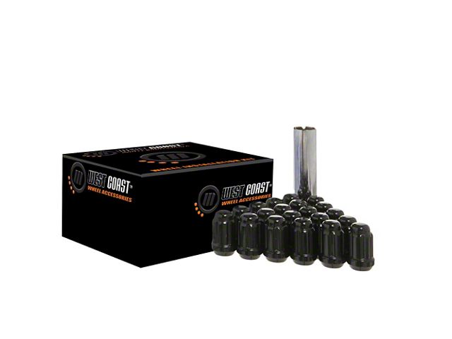 Black Acorn Spline Lug Nuts; M14x1.5; Set of 24 (07-24 Tahoe)