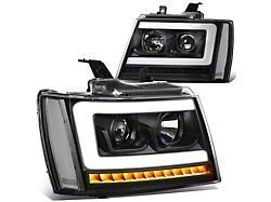 C-Bar LED DRL Headlights with Clear Corners; Black Housing; Clear Lens (07-14 Tahoe)