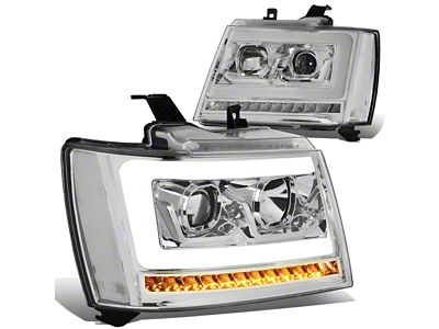 C-Bar LED DRL Headlights with Clear Corners; Chrome Housing; Clear Lens (07-14 Tahoe)