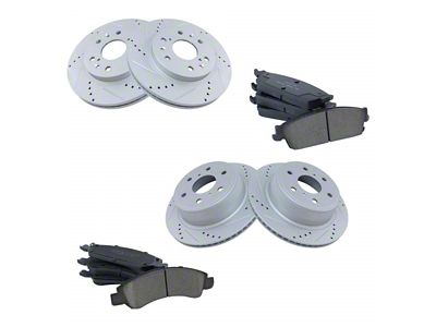 Ceramic Performance 6-Lug Brake Rotor, Pad, Brake Fluid and Cleaner Kit; Front and Rear (08-14 Tahoe, Excluding Police)