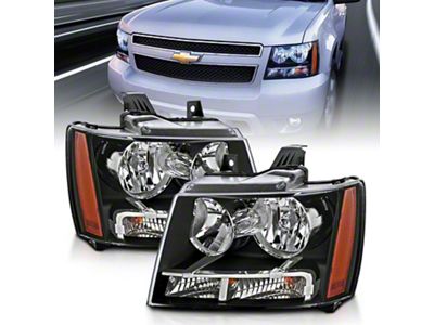 Crystal Headlights; Black Housing; Clear Lens (07-14 Tahoe)