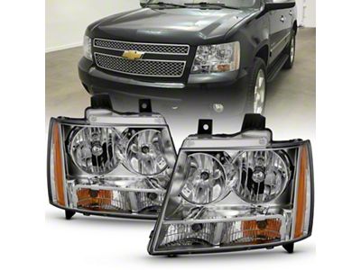 Crystal Headlights; Chrome Housing; Clear Lens (07-14 Tahoe)