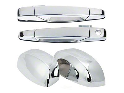 Front Exterior Door Handles and Mirror Cap Trim Kit; Chrome (07-14 Tahoe)