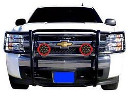 Grille Guard with 7-Inch Red Round LED Lights; Black (07-14 Tahoe, Excluding Hybrid)