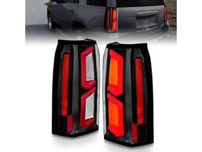 LED C-Bar Style Tail Lights; Black Housing; Clear Lens (15-20 Tahoe)