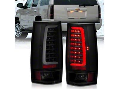 LED C-Bar Style Tail Lights; Black Housing; Smoked Lens (07-14 Tahoe)