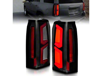 LED C-Bar Style Tail Lights; Black Housing; Smoked Lens (15-20 Tahoe)