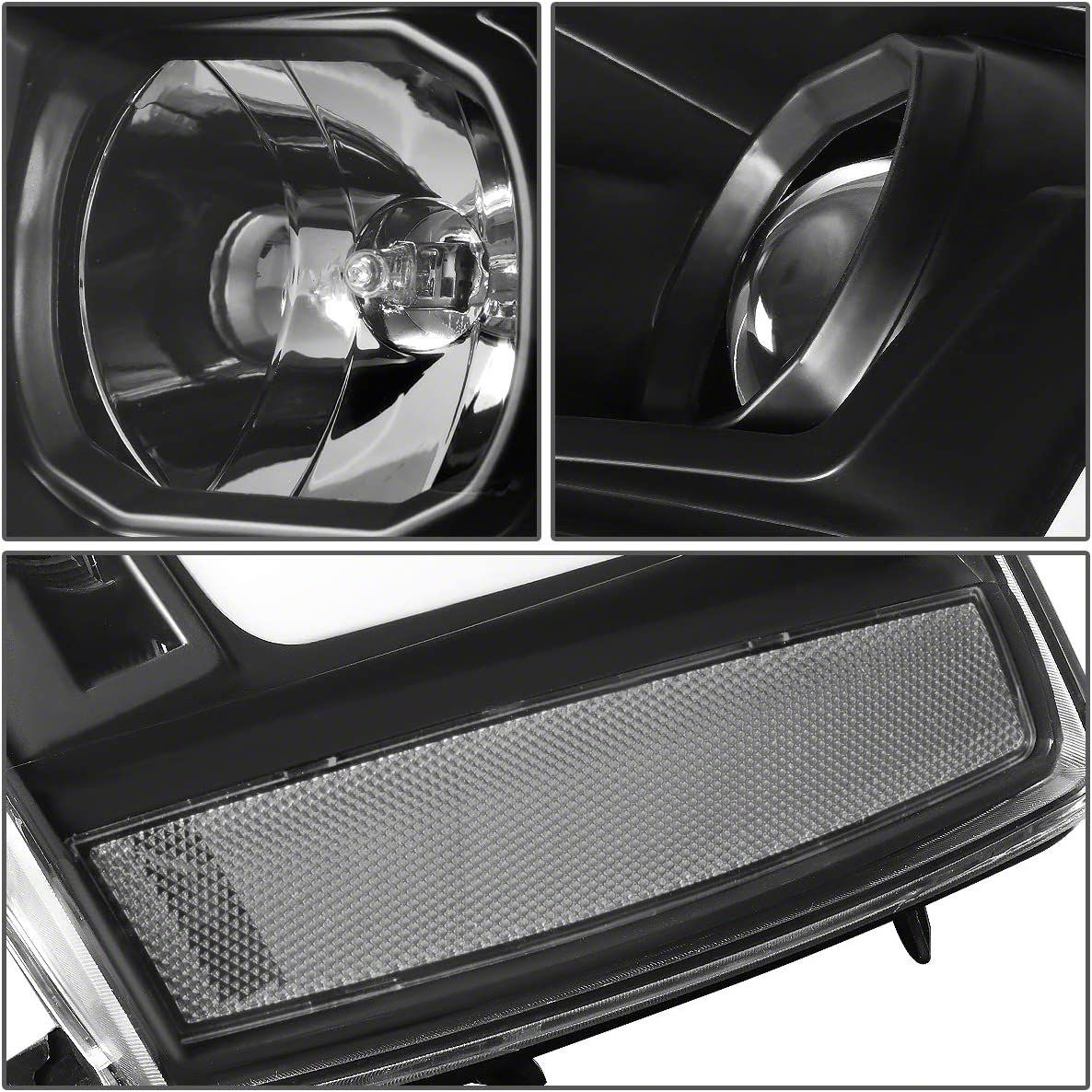 Tahoe LED DRL Projector Headlights with Clear Corners; Black Housing ...