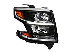 LED Light Strip Projector Headlight; Passenger Side; Matte Black Housing; Clear Lens (15-20 Tahoe w/ Factory Halogen Headlights)