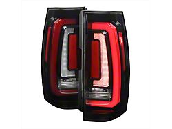 LED Sequential Turn Signal Tail Lights; Gloss Black Housing; Clear Lens (07-14 Tahoe)