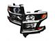 LED Strip Projector Headlights; Black Housing; Clear Lens (15-20 Tahoe w/ Factory Halogen Headlights)