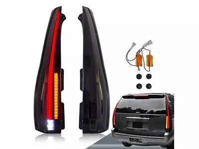 LED Tail Lights with Amber Turn Signal; Black Housing; Smoked Housing (07-14 Tahoe)