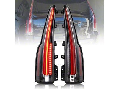 LED Tail Lights; Black Housing; Red Clear Lens (15-20 Tahoe)