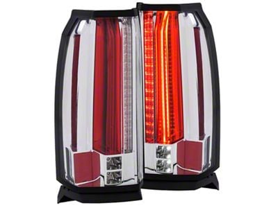 LED Tail Lights; Chrome Housing; Clear Lens (15-20 Tahoe)