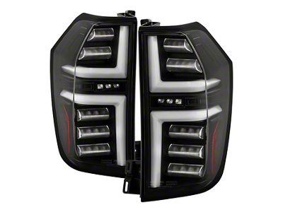 LED Tail Lights with Greeting Lights; Black Housing; Clear Lens (21-25 Tahoe w/ Factory Halogen Tail Lights)