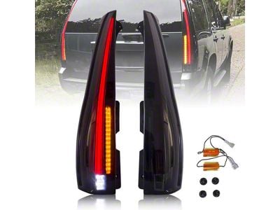 LED Tail Lights with Start-Up Animation; Black Housing; Smoked Lens (07-14 Tahoe)