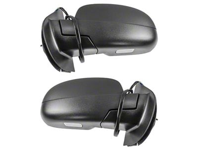 Powered Heated Mirrors with 7-Dot Style Turn Signal; Textured Black (07-14 Tahoe w/ Puddle Lights & Memory Mirrors & w/o Off Road Package)