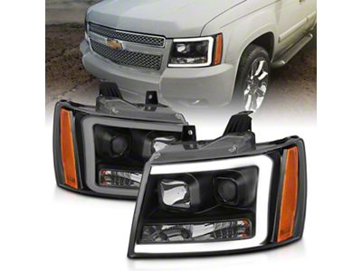 Projector Plank Style Switchback Headlights; Black Housing; Clear Lens (07-14 Tahoe)