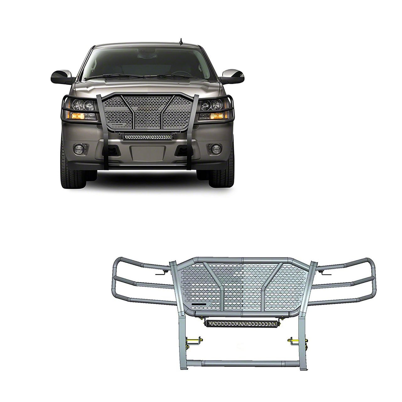 Tahoe Rugged Grille Guard with 20-Inch Single Row LED Light Bar; Black ...