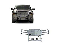 Rugged Heavy Duty Grille Guard with 5.30-Inch Black Round LED Lights; Black (07-14 Tahoe)