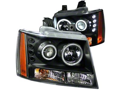 RX Halo Projector Headlights; Black Housing; Clear Lens (07-14 Tahoe)