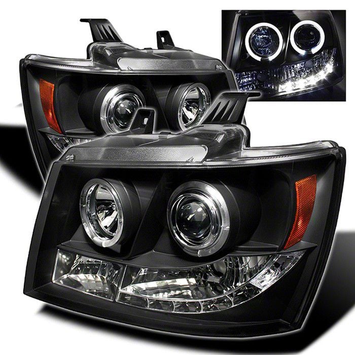 Tahoe Signature Series LED Halo Projector Headlights; Black Housing ...