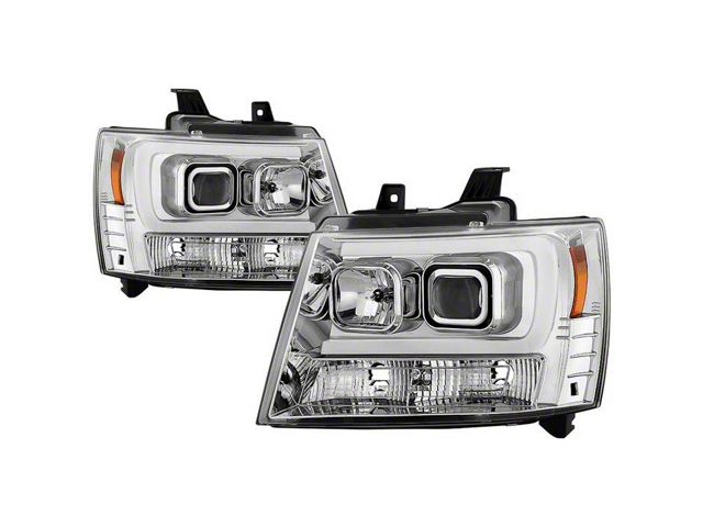 Signature Series Version 2 Light Bar DRL Projector Headlights; Chrome Housing; Clear Lens (07-14 Tahoe)