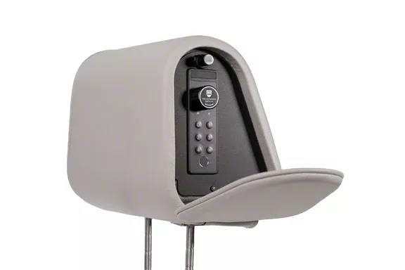 The Headrest Safe Co. Headrest Safe; Passenger Side; Light Gray; Vinyl Cover (Universal; Some Adaptation May Be Required)