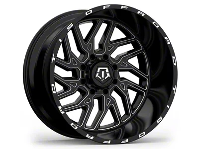 TIS 544BM Gloss Black Milled 8-Lug Wheel; 20x12; -44mm Offset (01-06 Silverado 3500 HD SRW)