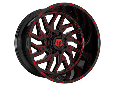 TIS 544BMR Gloss Black with Red Tint Accent 8-Lug Wheel; 22x12; -44mm Offset (03-09 RAM 3500 SRW)