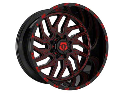 TIS 544BMR Gloss Black with Red Tint Accent 6-Lug Wheel; 22x12; -44mm Offset (04-08 F-150)