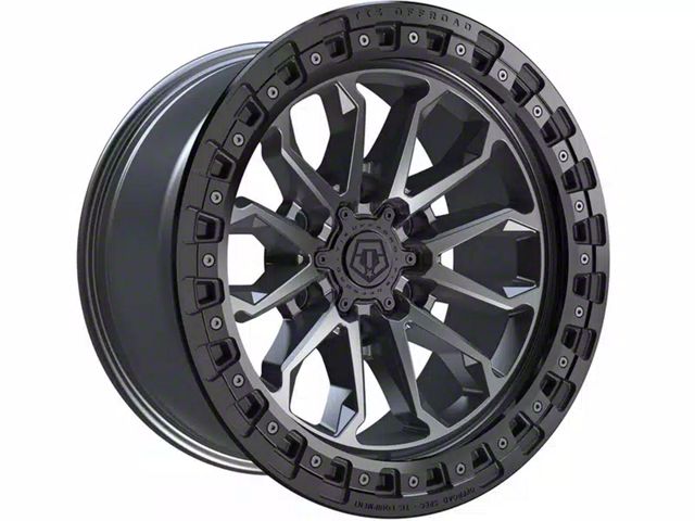 TIS 556AB Satin Anthracite with Black Simulated Bead Ring 6-Lug Wheel; 17x9; -12mm Offset (23-24 Canyon)