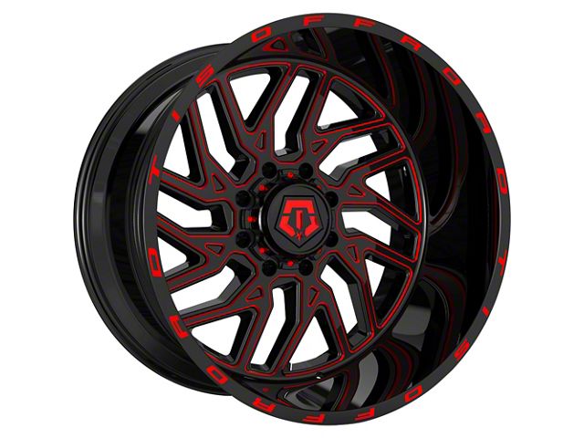 TIS 544BMR Gloss Black with Red Tint Accent 8-Lug Wheel; 22x12; -44mm Offset (17-22 F-350 Super Duty SRW)