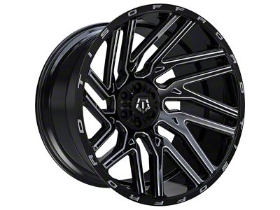 TIS 554BM Gloss Black Milled 8-Lug Wheel; 22x12; -44mm Offset (07-10 Sierra 2500 HD)