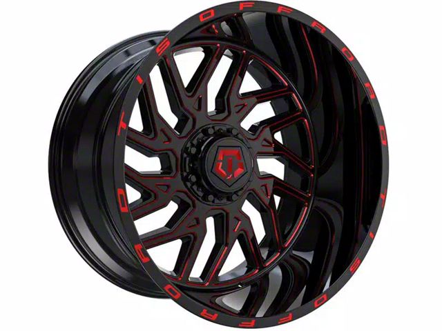 TIS 544BMR Gloss Black with Red Tint Accent 6-Lug Wheel; 22x12; -44mm Offset (21-24 Yukon)