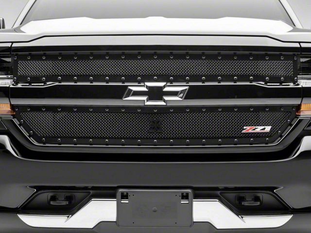 T-REX Grilles Stealth X-Metal Series Upper Overlay Grille; Black (16-18 Silverado 1500 w/ Z71 Package)