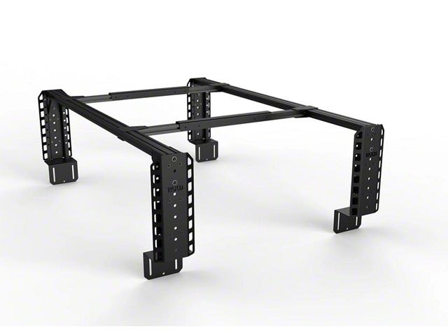 TRUKD 18.50-Inch V2 Truck Bed Rack with Bed Clamp Attachment; Black Bars (07-24 Silverado 2500 HD)