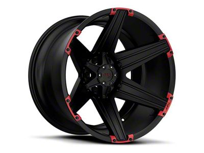 Tuff A.T. T12 Satin Black with Red Inserts 6-Lug Wheel; 22x12; -45mm Offset (07-13 Silverado 1500)